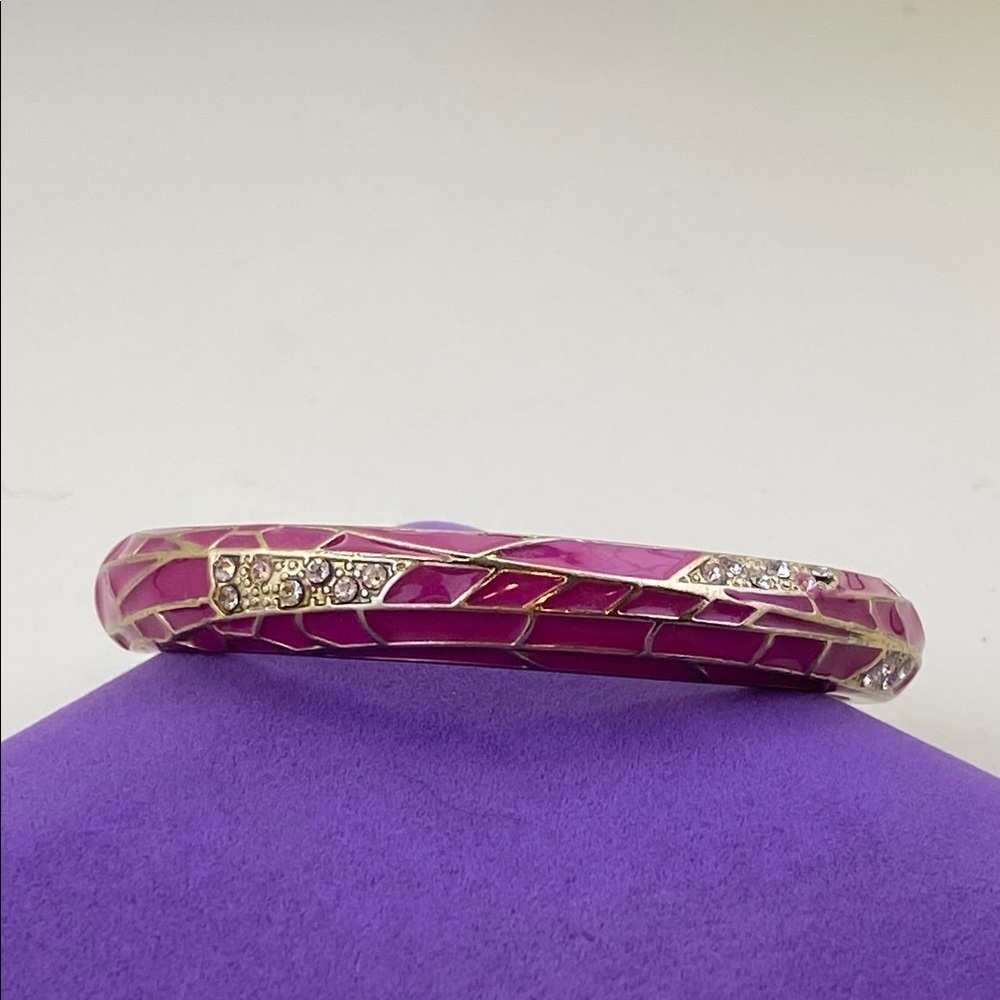 💛 Elegant Pink and Gold Rhinestone Bangle Bracelet